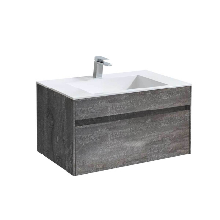 Тумба Vincea Chiara 800 подвесная, 1 выкатной ящик soft-close, G.Stone с умывальником VCB-13800W из искусственного камня, цвет белый