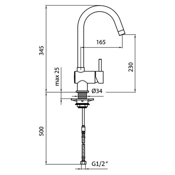 Смеситель для кухни Webert Kitchen Indo Plus IP920302015