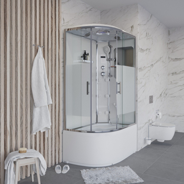 Душевая кабина Niagara Ultra NG-310-01R 120х80х220, высокий поддон 48 см, стекло прозрачное с матовой полосой