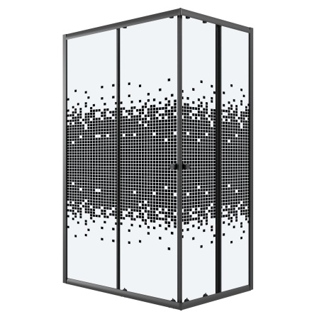 Душевое ограждение Niagara Eco NG-1018-14QBLACK (100х80х190) прямоугольник,раздвижное,черный,стекло мозаика
