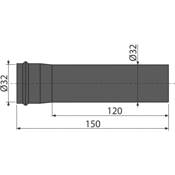 Удлинитель Alcaplast DN32, черный-мат, A4000BLACK