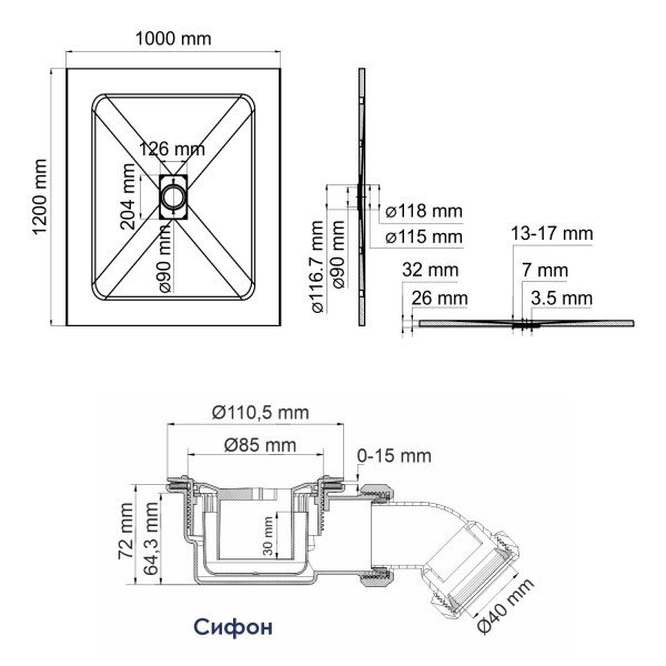 Душевой поддон WasserKRAFT Main 41T10