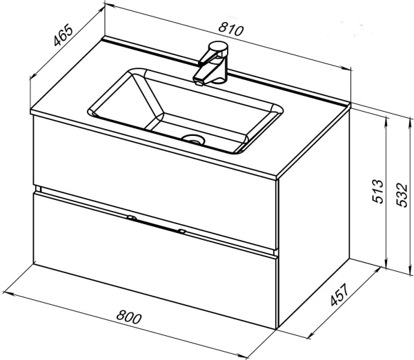 Тумба под раковину Aquanet Алвита New 80 2 ящика, белый матовый