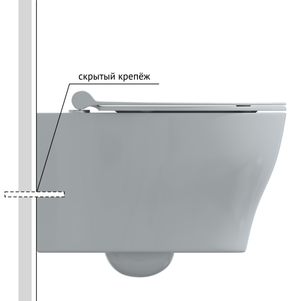 Унитаз BERGES подвестной TOP 53см, сиденье дюропласт Mita Slim SO, микролифт, быстросьем