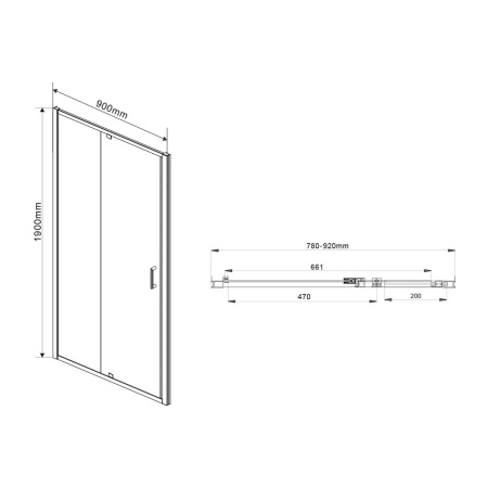 Душевая дверь Vincea Intra VDP-1I8090CL, 800/900, хром, стекло прозрачное