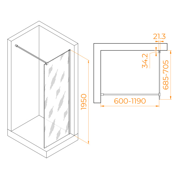 Душевая перегородка RGW WA-001 700
