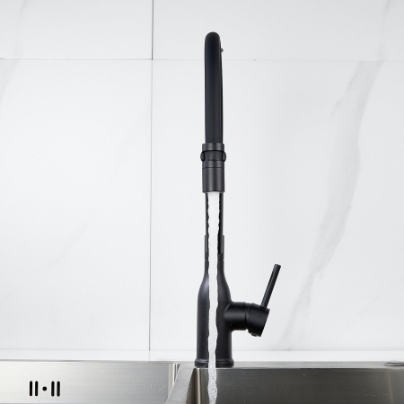 Смеситель для кухни с гибким изливом Shevanik S343H-3, черный