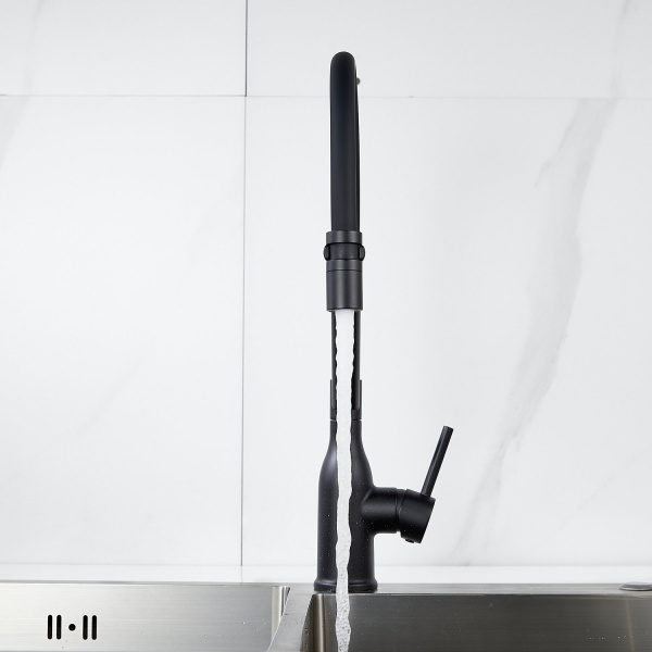 Смеситель для кухни с гибким изливом Shevanik S343H-3, черный