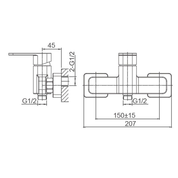 Смеситель для душа WONZON & WOGHAND Arnie, Черный матовый (WW-694101-MB)