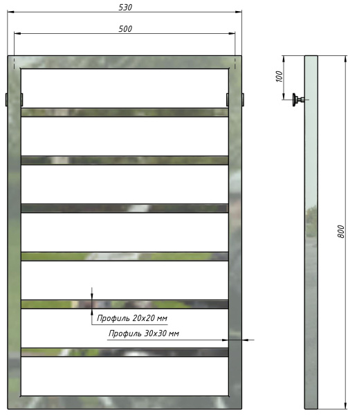 Полотенцесушитель водяной Stinox Croma 500x800, нижнее подключение, хром, 1/2" ВР (внутренняя резьба), 6 перекладин