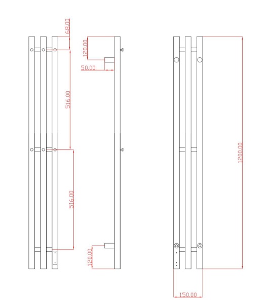 Полотенцесушитель электрический с/т Comfysan Альто (Alto) EC-3 120/12, золото, гальваника