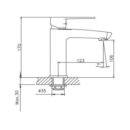 Смеситель для раковины Cron CN10523, хром