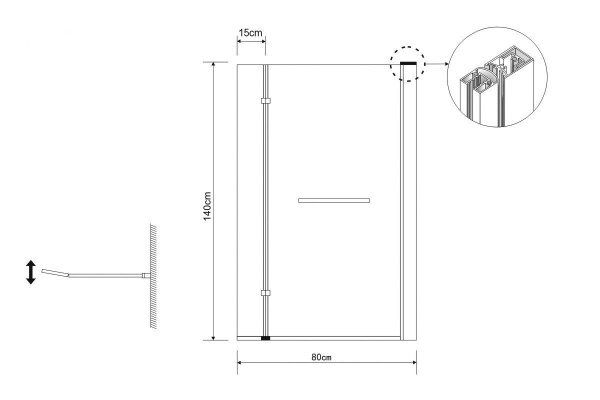 Шторка для ванны Grossman GR-108 (15х80*140) алюминиевый профиль, стекло прозрачное 6мм