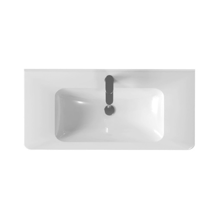 Тумба Vincea Vico 1000 подвесная, 2 выкатных ящика soft close, R.Wood с умывальником VCB-2VP1000W из искусственного камня, цвет белый
