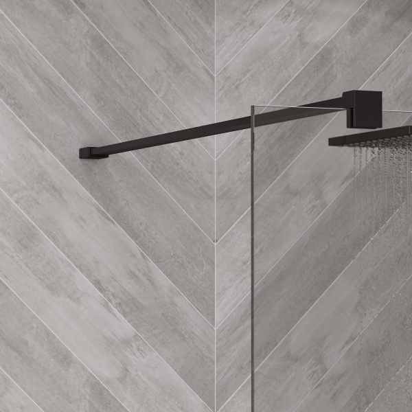 Душевая перегородка ограждение Reflexion RX200100CBL-13 Walk in 200x100см прозрачное закаленное стекло 8мм черный профиль