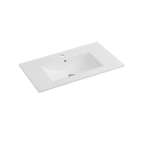Тумба Vincea Mia 800 подвесная, 2 выкатных ящика soft close, R.Wood с умывальником VBS-13980 керамическая, цвет белый
