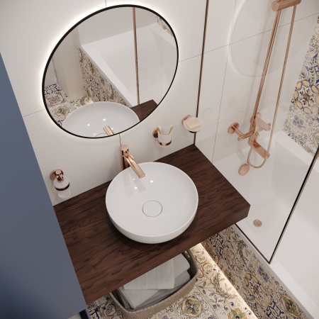 Стеклянная мыльница с латунным настенным держателем Wellsee Finishing Touch 182504000 (цвет мыльницы матовый, цвет держателя розовое золото). Для применения в ванной комнате и кухне