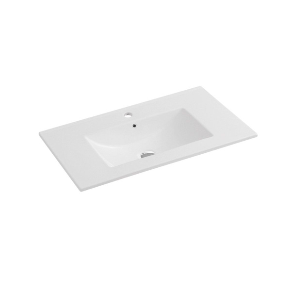 Тумба Vincea Mia 800 подвесная, 2 выкатных ящика soft close, G.White с умывальником VBS-13980 керамическая, цвет белый