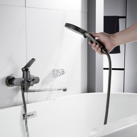 Смеситель для ванны Shevanik S4322T, оружейная сталь