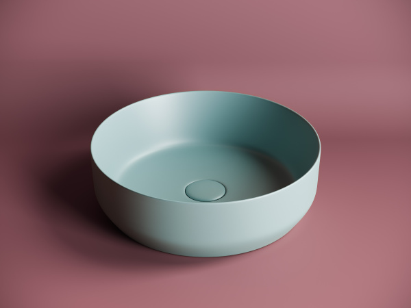 Умывальник Ceramicanova чаша накладная круглая (цвет Голубой Матовый) Element 390x390x120мм