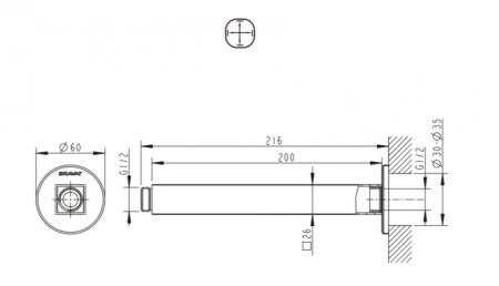 Кронштейн для верхнего душа Bravat Built-in P7436C-RUS