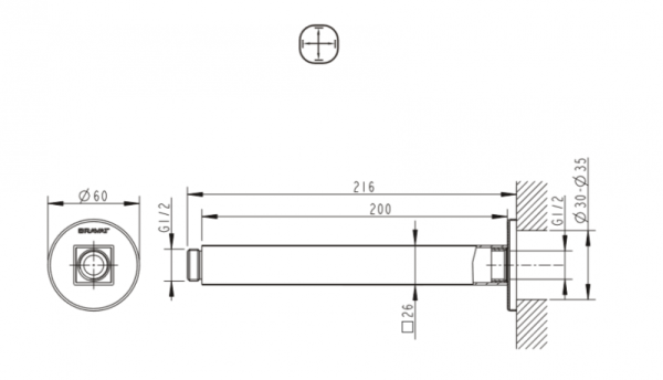 Кронштейн для верхнего душа Bravat Built-in P7436C-RUS