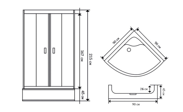 Душевая кабина Niagara Classic NG-112-15 90х90х215, высокий поддон 45 см, стенки акрил, стекло матовое, белый