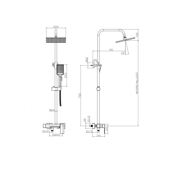 Душевая система RUSH Thira TR3635-50Black
