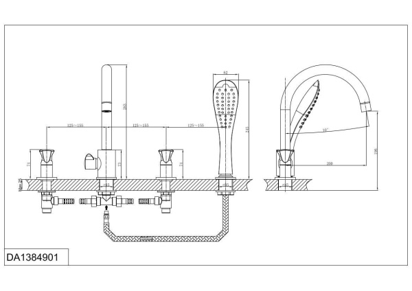 Смеситель для ванны D&K Hessen Grimm DA1384901
