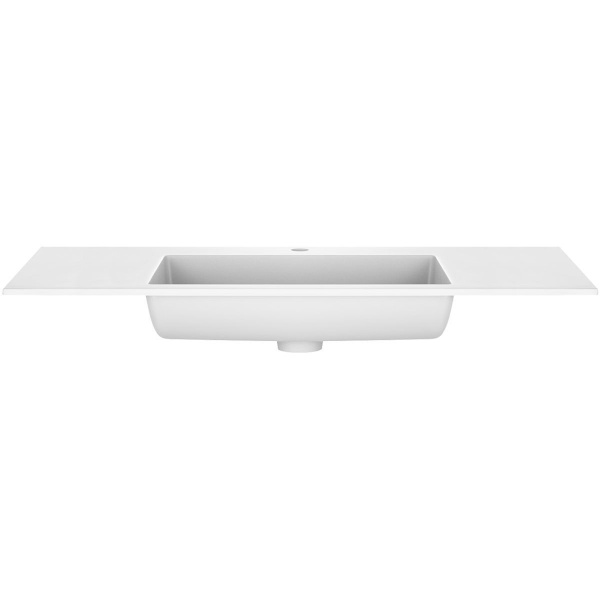 Тумба Vincea Luka 1000 подвесная, 2 выкатных ящика soft-close, N.Oak с умывальником VCB-13100W из искусственного камня, цвет белый