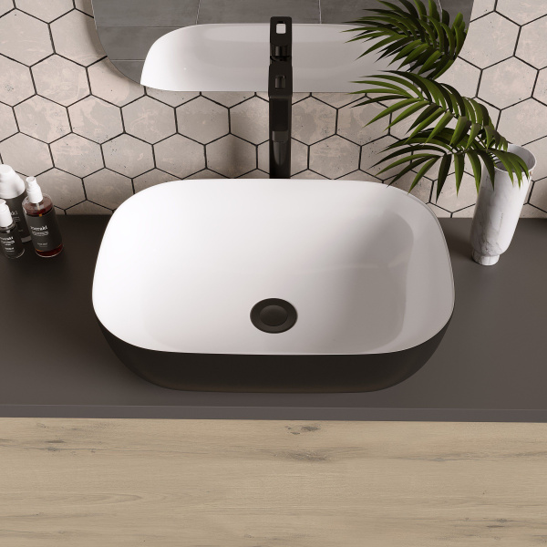 Раковина Grossman GR-4041BW 460x320x140 черная белая внутри