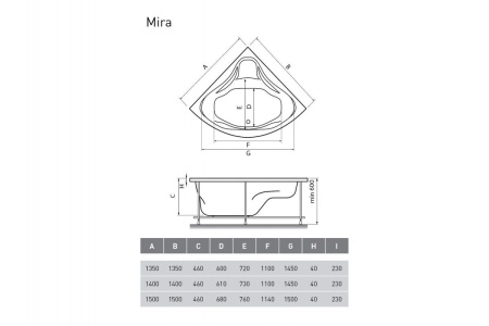 Ванна акриловая угловая Relisan MIRA Гл000000546, 140x140
