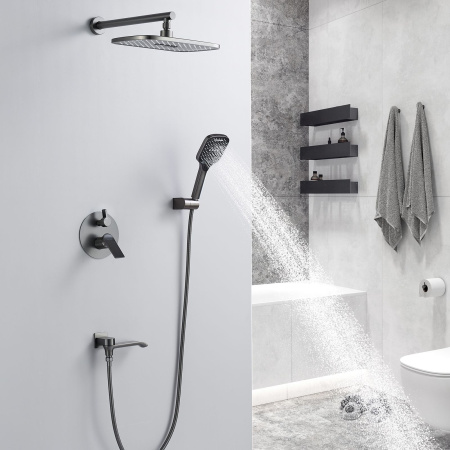 Душевая система встраиваемая Shevanik S4135T, оружейная сталь