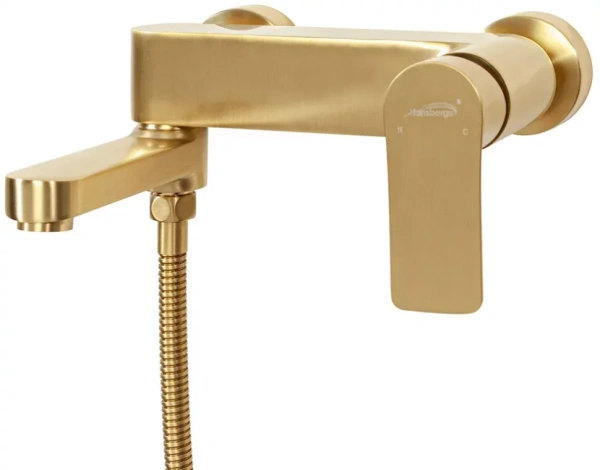 Смеситель для ванны с ручным душем Hansberge H4010 Золото матовый