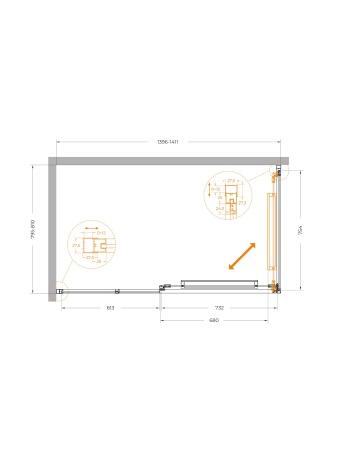 Душевой уголок CEZARES LUX-AH-FS-11-140/80-C-CR