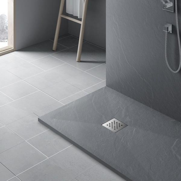 Поддон для душа из искусственного камня Vincea VST-4SR1010G, 1000*1000*25, серый