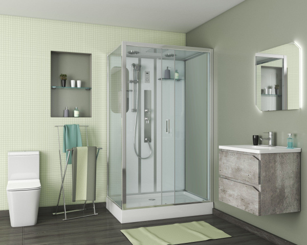 Душевая кабина Niagara Premium NG-6012-01GQR 120х80х210, низкий поддон 16 см, стекло прозрачное