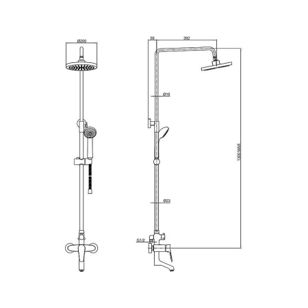 Душевая колонна со смесителем для ванны Bravat Eco F6111147C-A-RUS