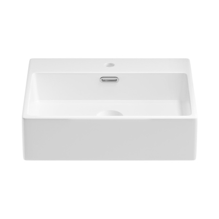 Раковина для ванной Wellsee Graceful Pro 201001335 в наборе 3 в 1: прямоугольная раковина белого глянцевого цвета, сифон, донный клапан в цвете матовый белый