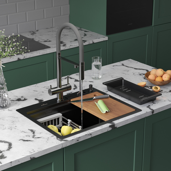 Кухонная мойка Roxen Stage 60 PVD (графит)