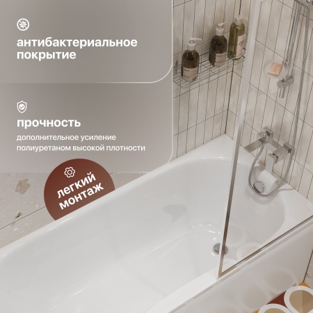 Акриловая ванна STWORKI Хальмстад 170x75 см, пристенная, белая, на ножках