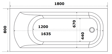 Акриловая ванна STWORKI Ольборг 180x80 см, пристенная, белая, с каркасом