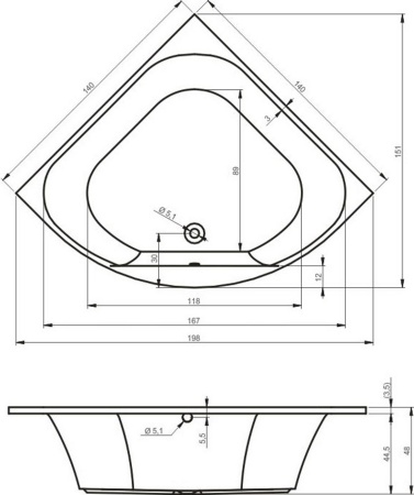 Акриловая ванна Riho Atlanta 140x140 BB7000500000000
