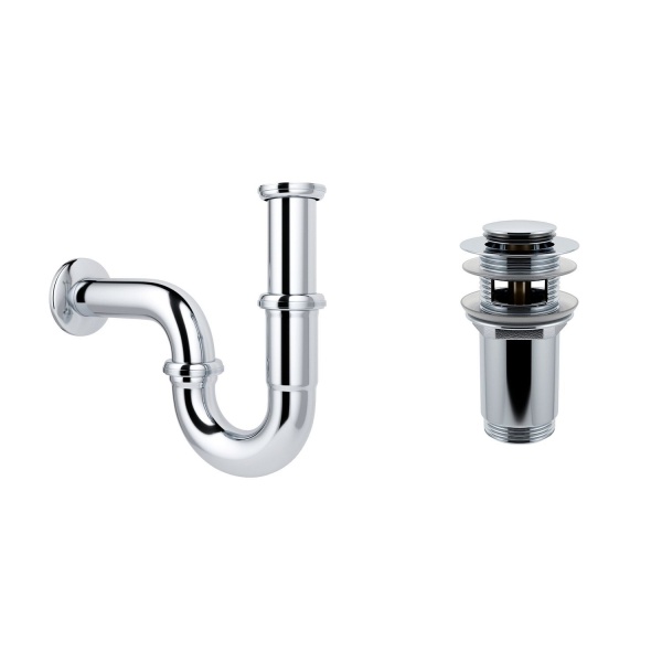 Комплект 3 в 1 Lavinia Boho Bathroom Sink 21520542: врезная фарфоровая раковина 60 см, металлический сифон, донный клапан