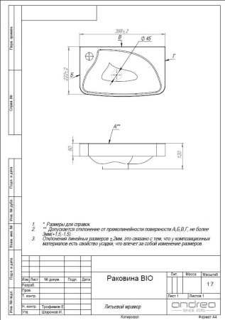 Раковина Andrea Bio 40 4650002680890