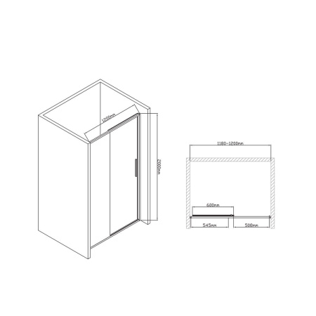 Душевая дверь Vincea Slim-U VDS-2SU120CLB, 1200, м.черный, стекло прозрачное
