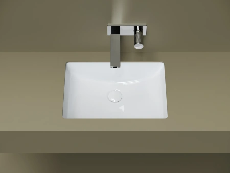 Раковина встраиваемая снизу Ceramicanova Эра 520x370x210, с отверстием слива - перелива, белый