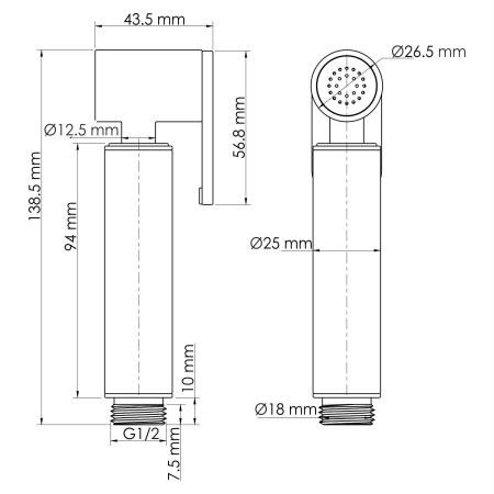 Гигиеническая лейка с фиксатором WasserKRAFT A232