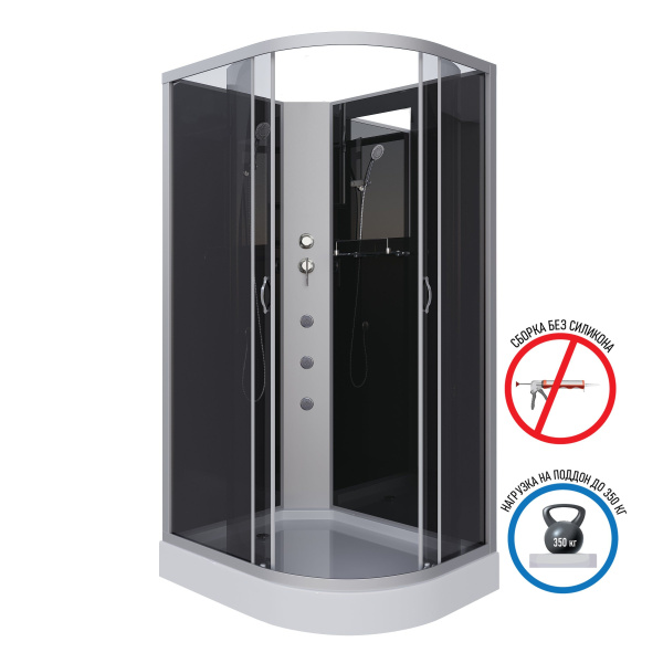 Душевая кабина Niagara Classic NG-3512-14LBKG 120х80х200, низкий поддон 13 см, стекло тонированное