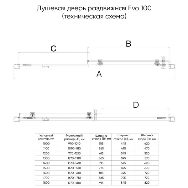 Душевая дверь Veconi Evo 100 GR, 1500x1950, графит брашинг, стекло прозрачное